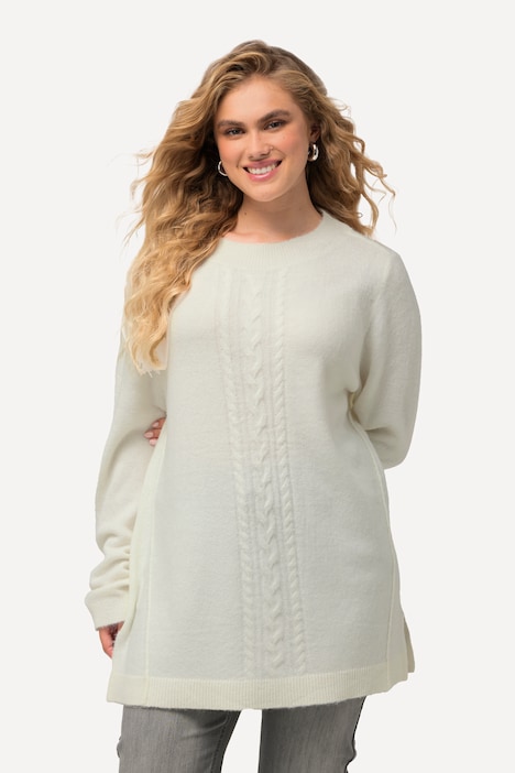 Pullover, Zopfmuster, Stehkragen, Langarm