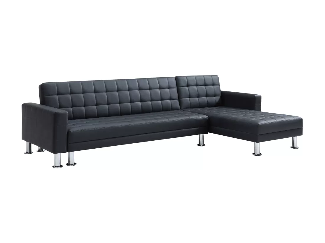 Canapé d'angle convertible et réversible en simili noir WILLIS II