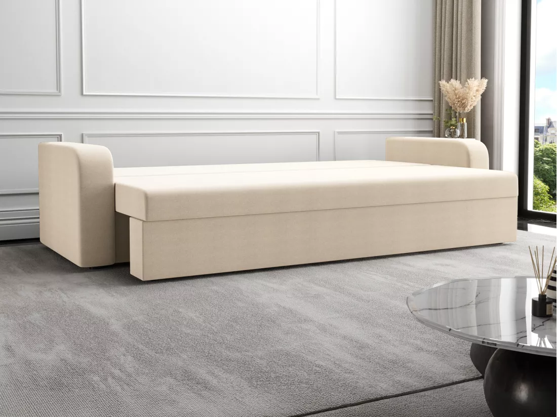 Canapé 3 places convertible en tissu beige ONABIA