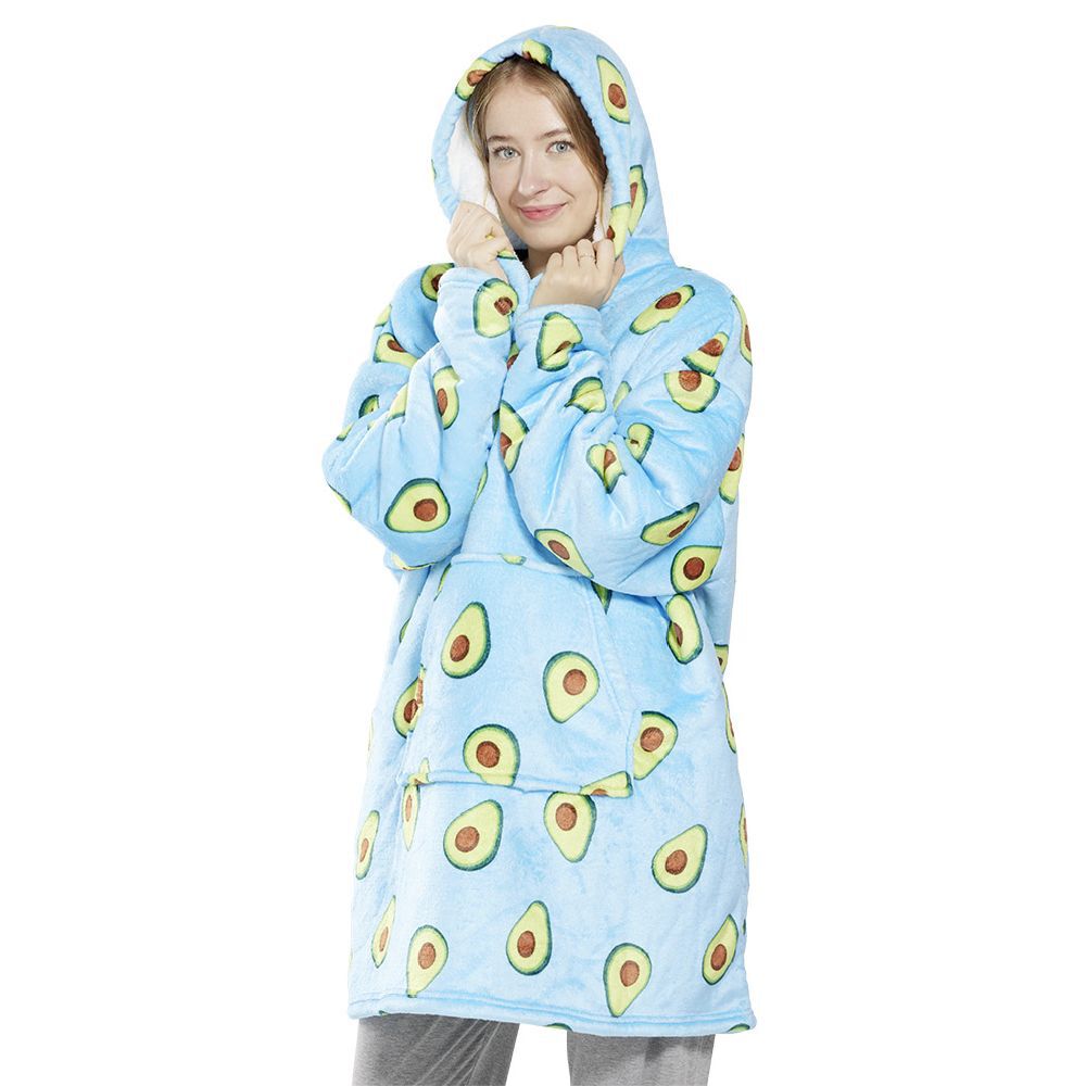 Pull plaid adulte à capuche 75xH90cm - banane ou avocat