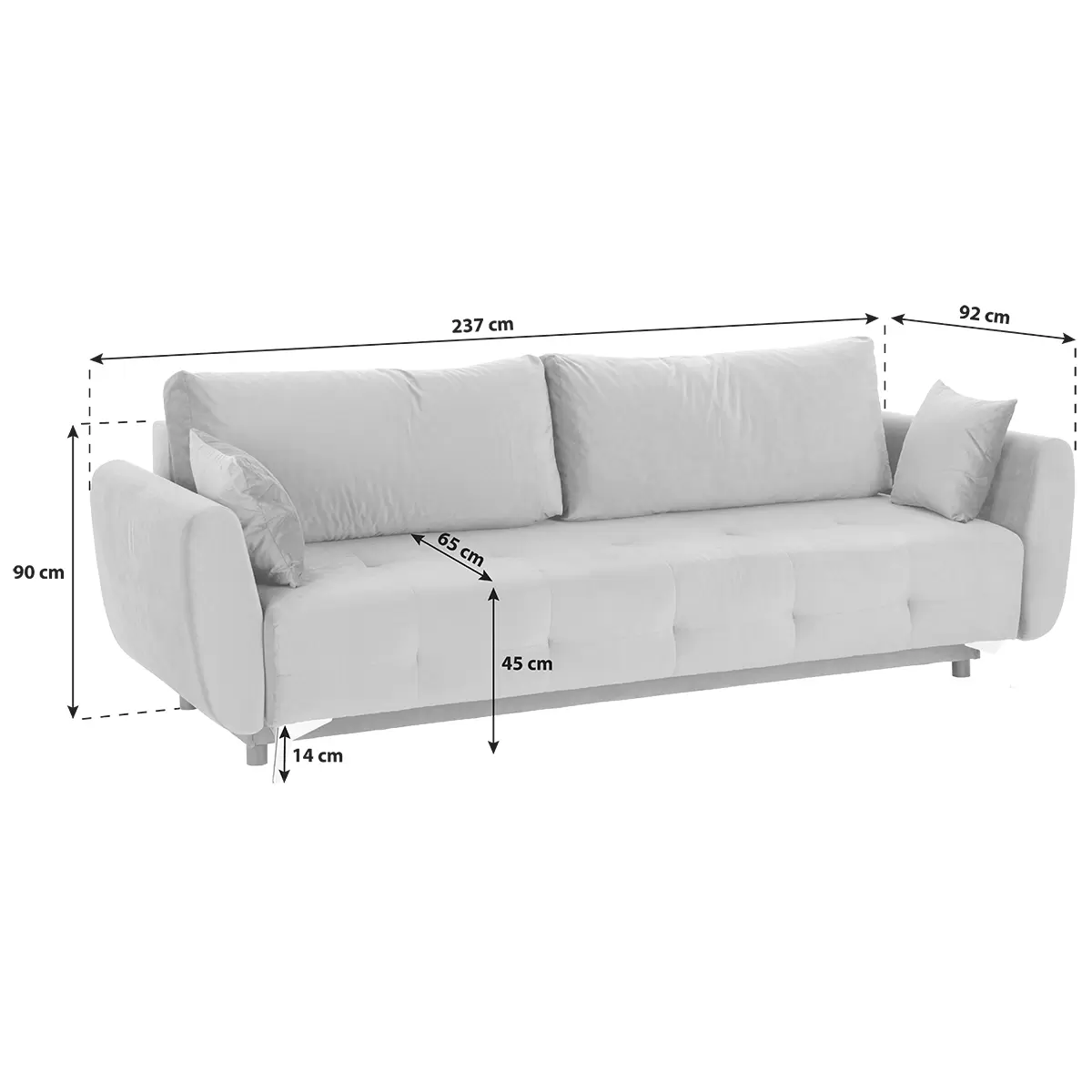 Schlafsofa Costa 201 x 151 Hellgrau
