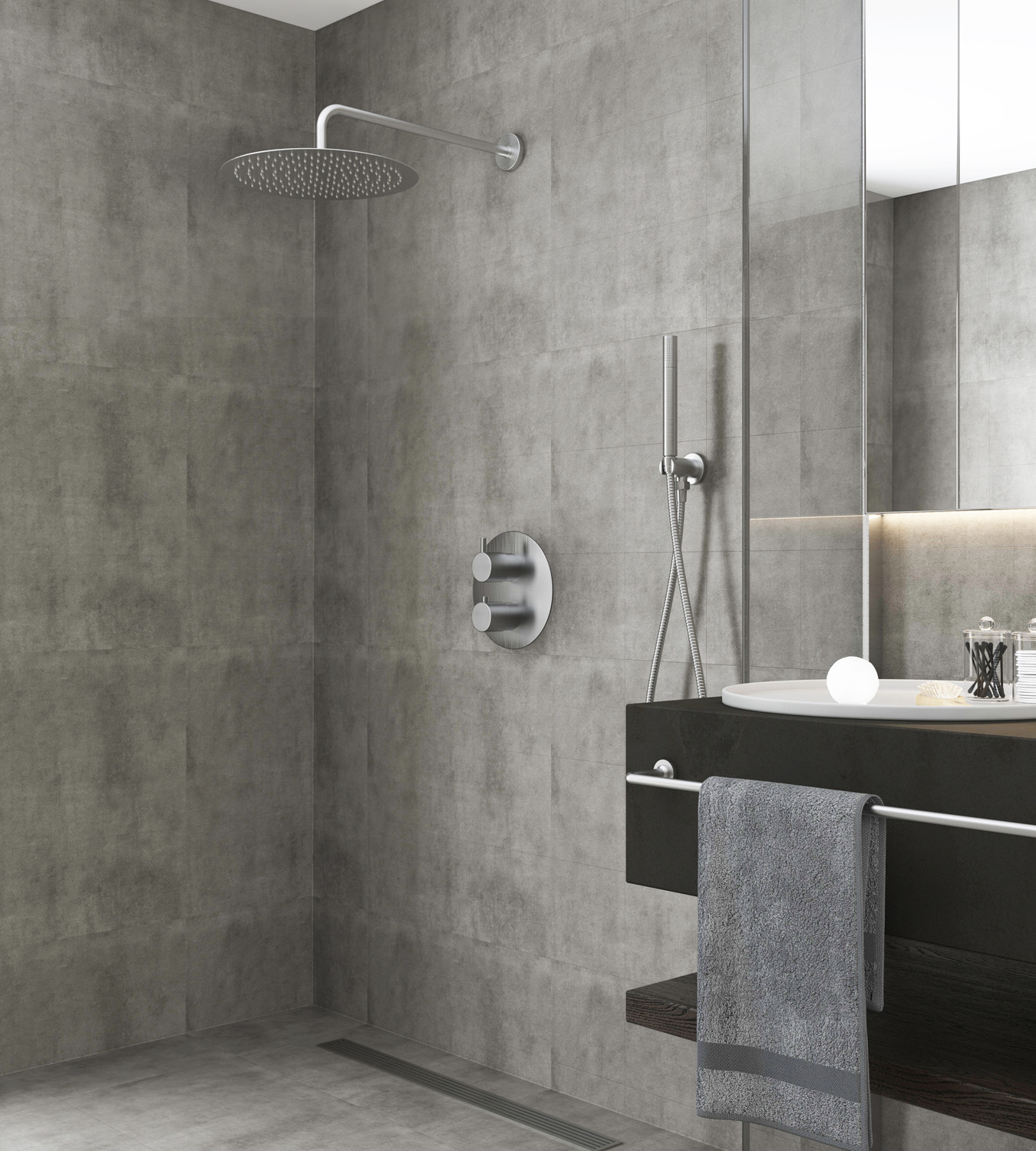 Saniclear Exclusive inbouw regendouche rond met 30cm hoofddouche en muurarm RVS