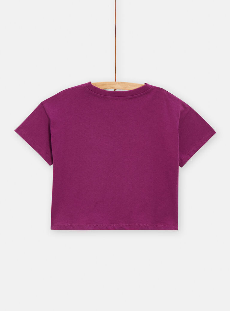 T-shirt oversize violet avec message pour fille