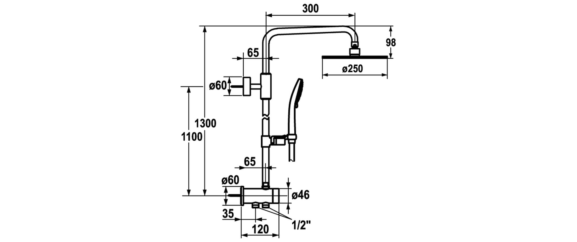 Duschsystem Umbau-Set FIT mit Tempesta 210<br>Duschsystem mit Brause und Schlauch