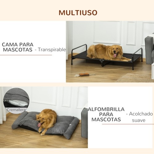 Cama elevada para animais de estimação PawHut na cor cinza