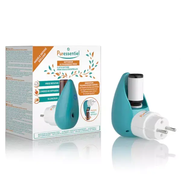 Difusor ultrassônico Puressentiel com clipe e plugue difusor