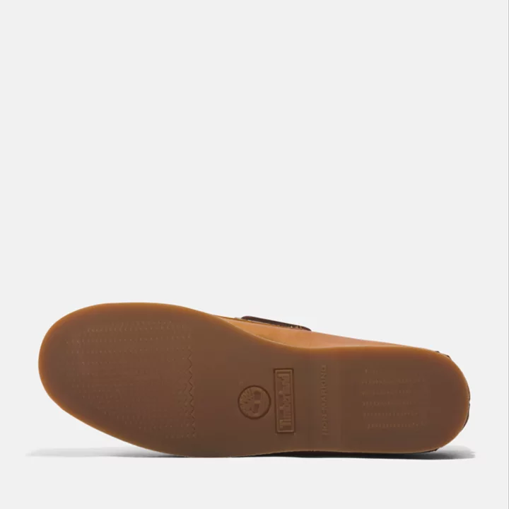 Chaussures bateau classique en cuir pour homme en jaune