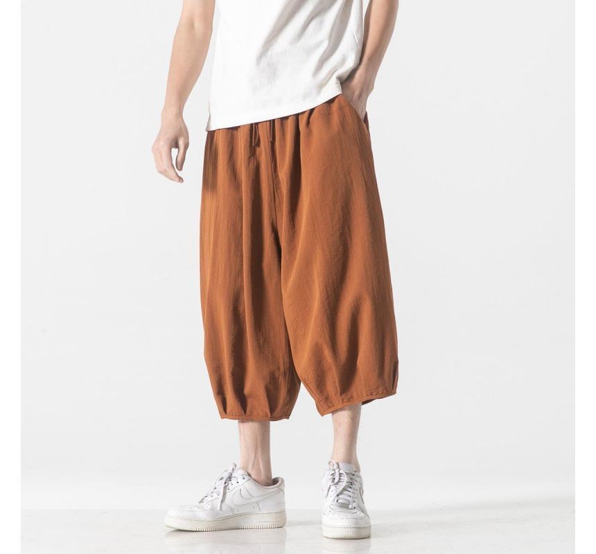 Aozora - Low Rise Plain Capri Baggy Pants