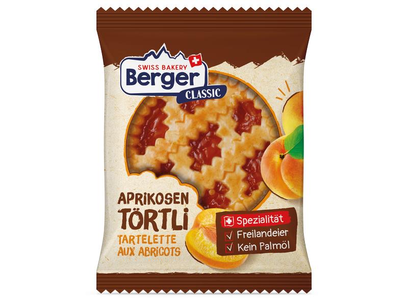 Berger Gebäck Aprikosentörtli 10 x 74 g Schweizer Gebäckspezialität mit Aprikosenmarmelade
