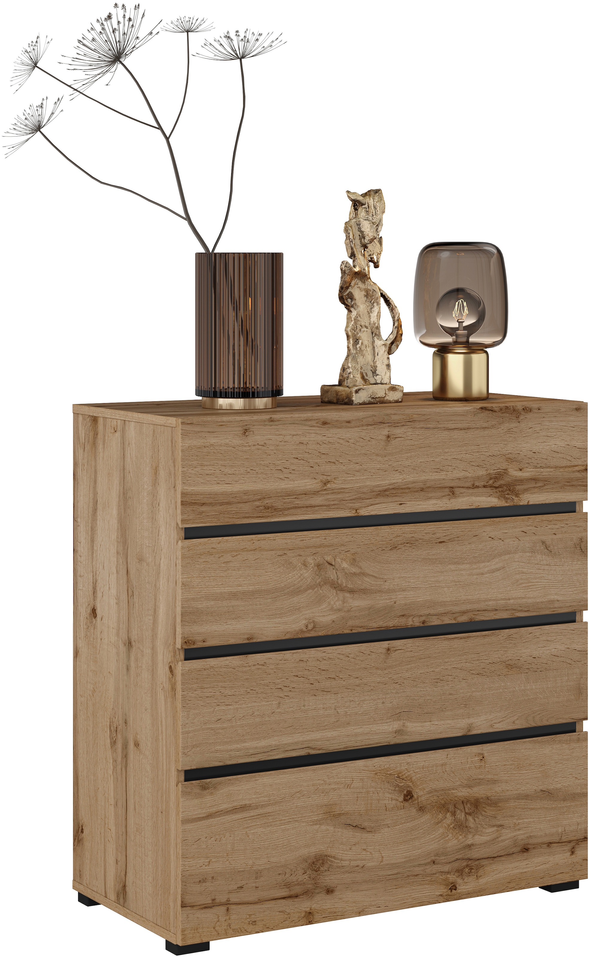 Home affaire Schubkastenkommode »Cross, moderne grifflose Kommode, 80x40x85cm (BxTxH)« Schubladenschrank, Sideboard mit 4 Schubkasten