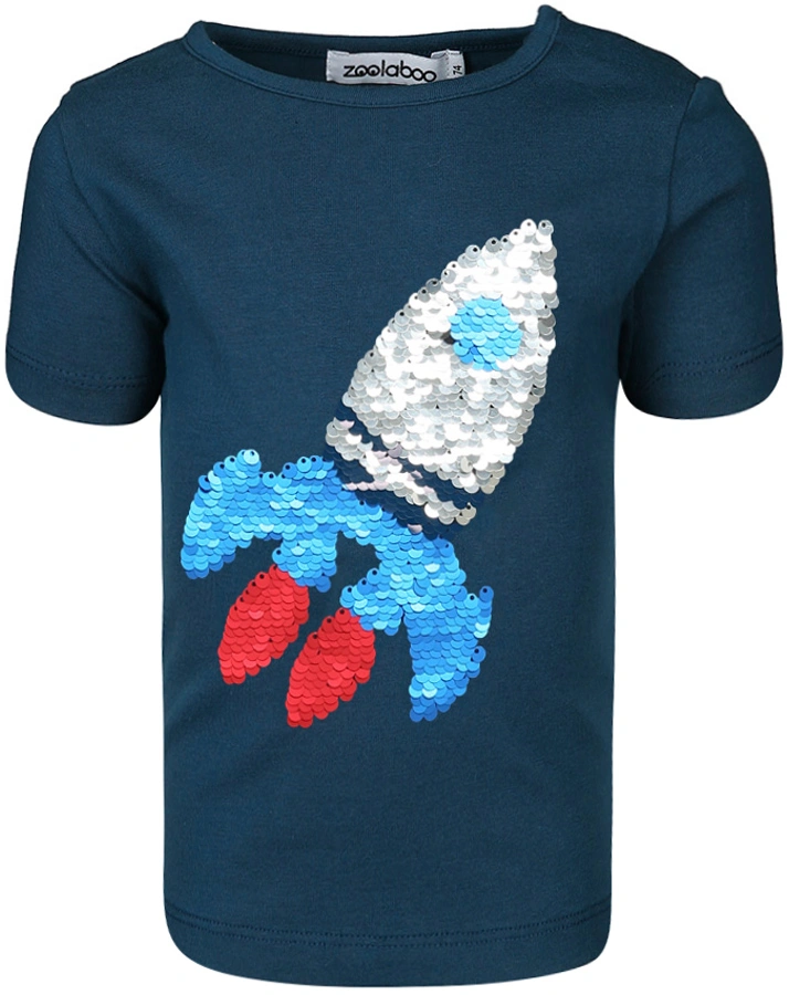 T-Shirt RAKETE mit Wendepailletten in dunkelblau