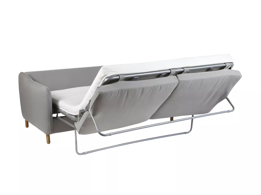 Vornay - Canapé convertible express 3 places en tissu - Gris clair