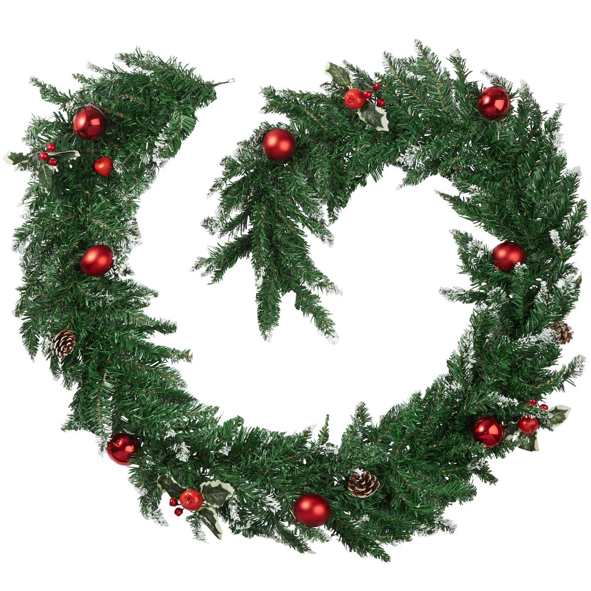 Kunstmatige kerstkrans van tectake, met kerstballen, dennenappels en bessen, met lus om op te hangen