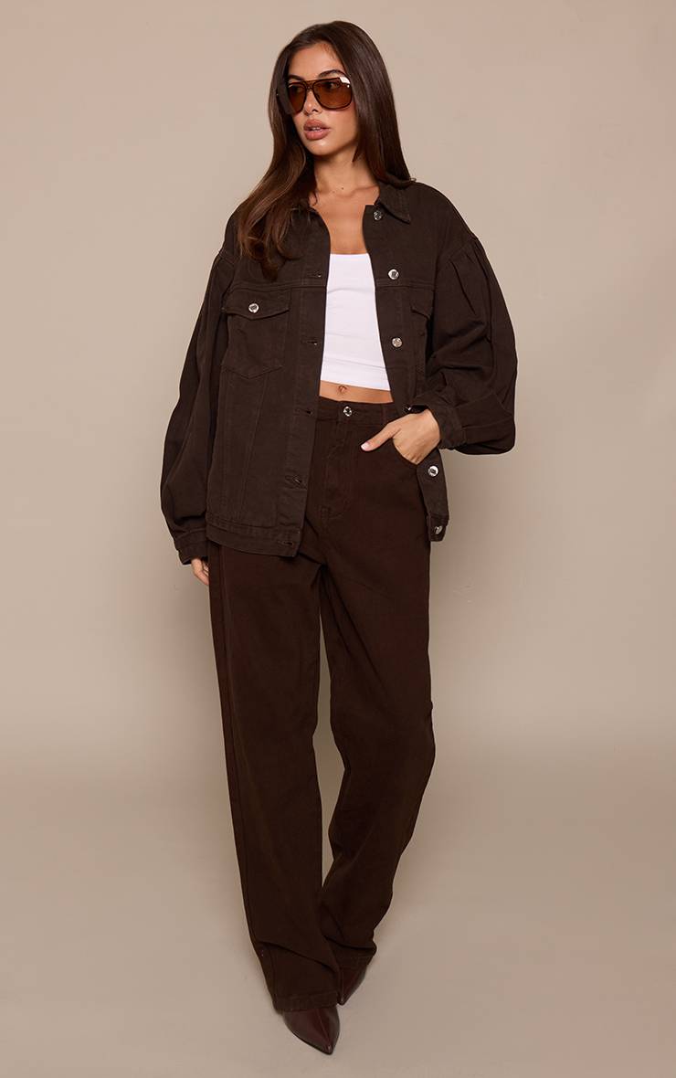 Dark Chocolate Veste En Denim Oversize À Manches Cocon