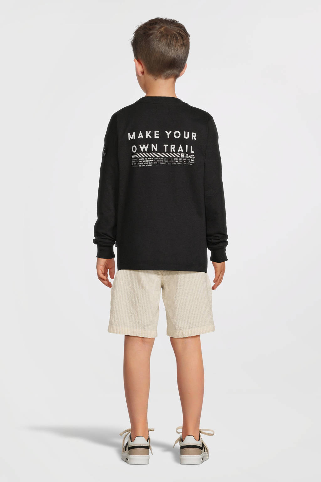 No Way Monday longsleeve met backprint zwart