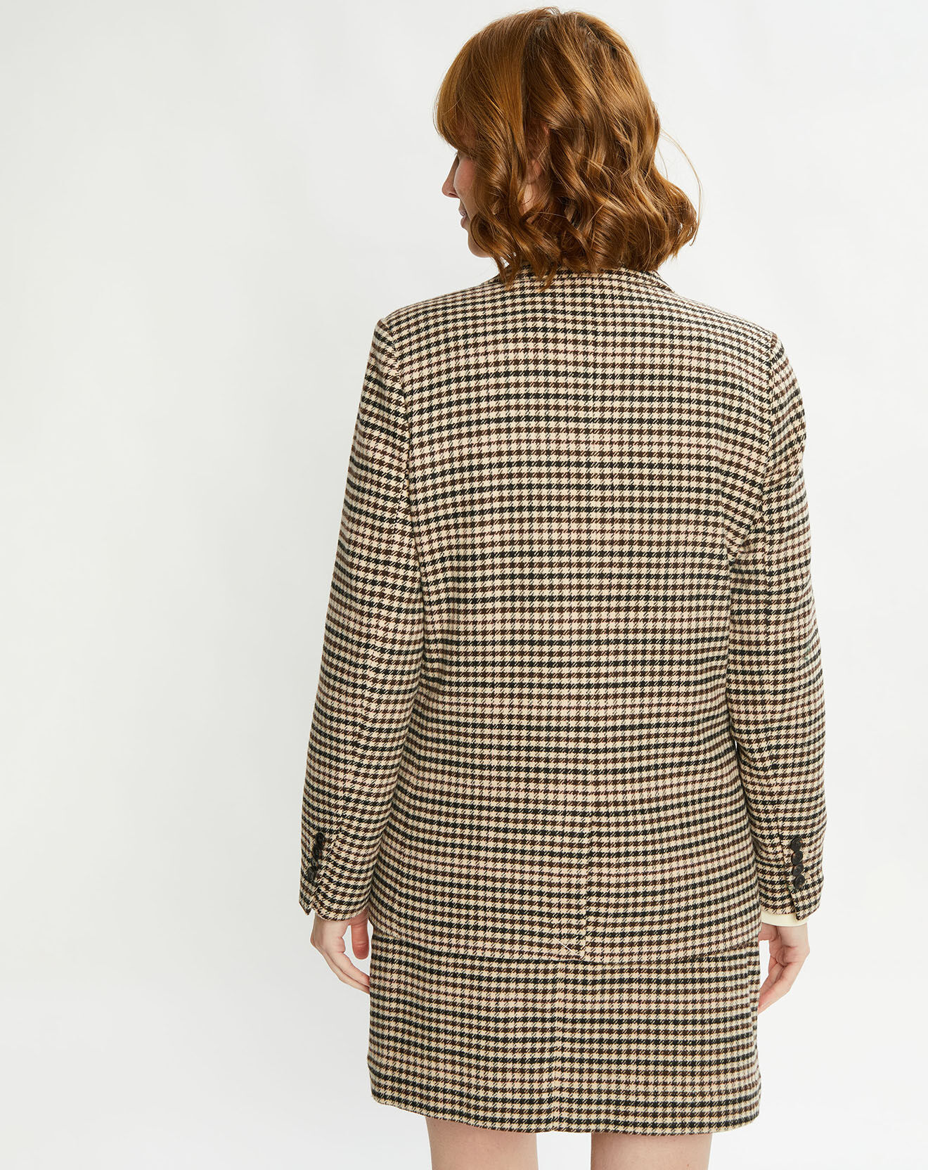 Scotch & Soda Blazer en Laine mélangée Boutonnage Check beige/marron