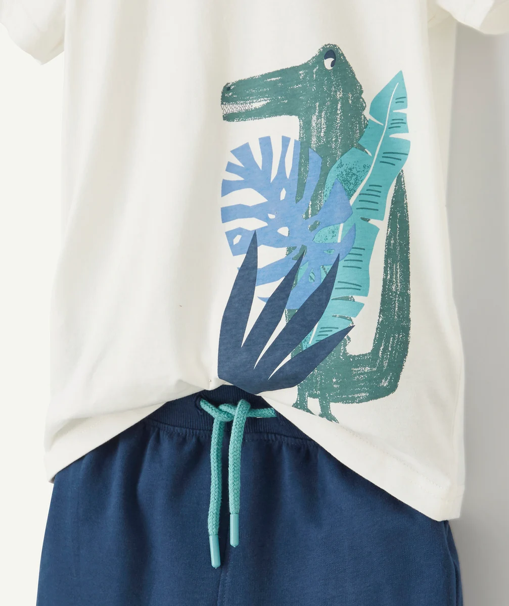 PYJAMA GARÇON EN FIBRES RECYCLÉES MOTIFS CROCODILE ET FEUILLES