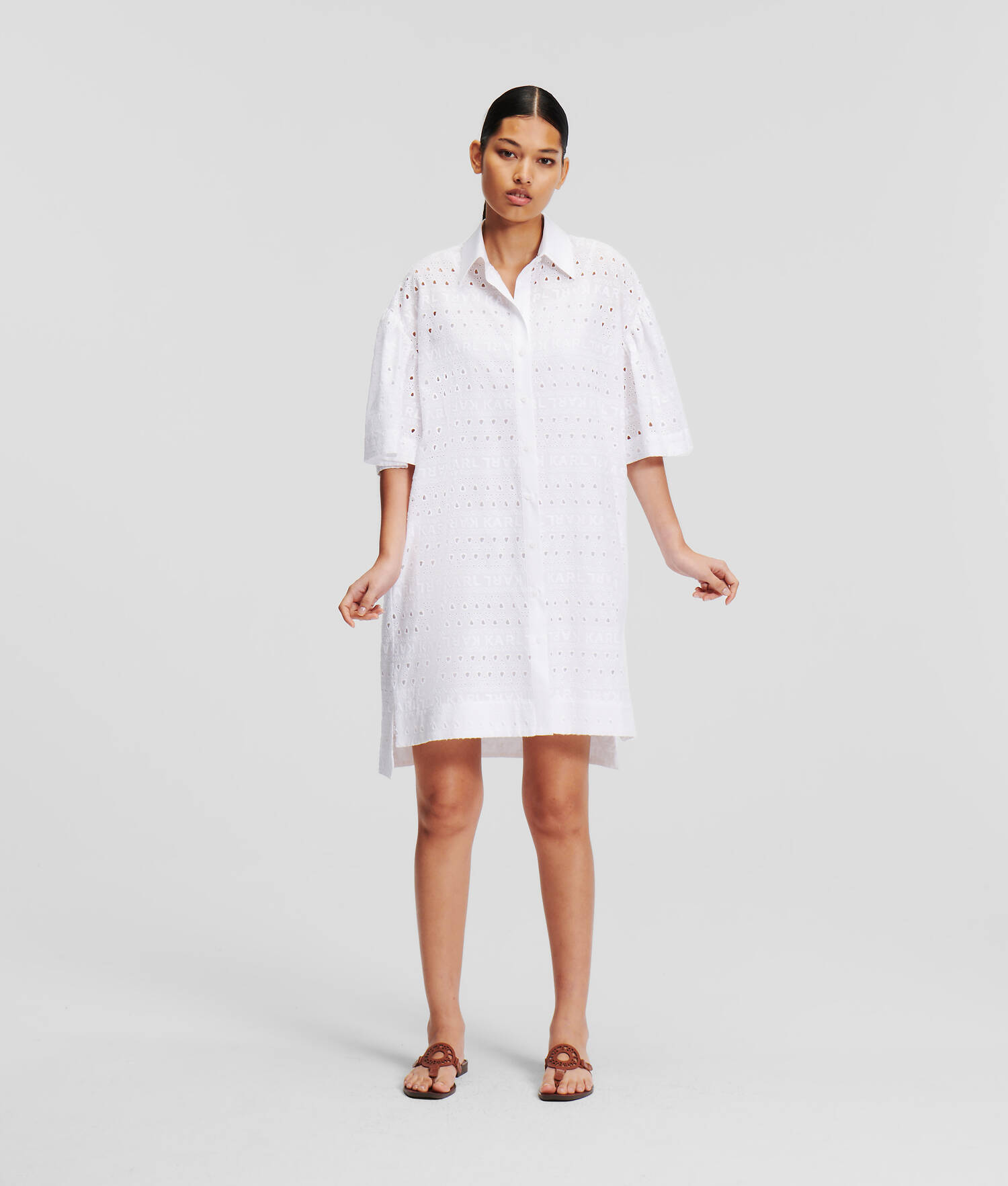 ROBE-CHEMISE AVEC BRODERIE ANGLAISE
