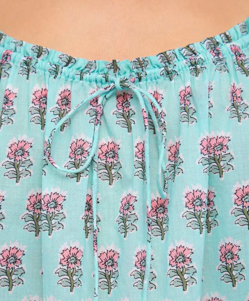 Camisola curta 100% algodão com estampa floral