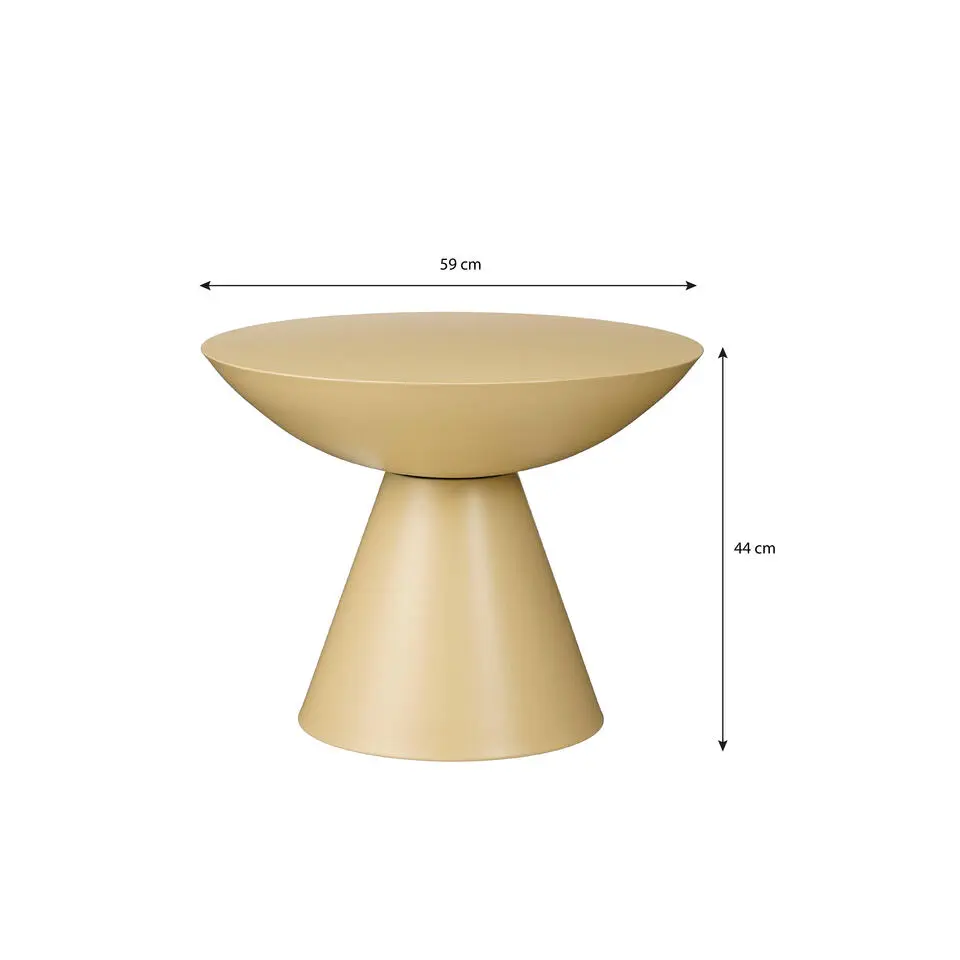 Mica Decorations Celise Bijzettafel - H44 x Ø59 cm - Metaal - Beige