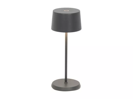 Zafferano OLIVIA PRO MICRO LED lampe de table Gris foncé rechargeable et dimmable