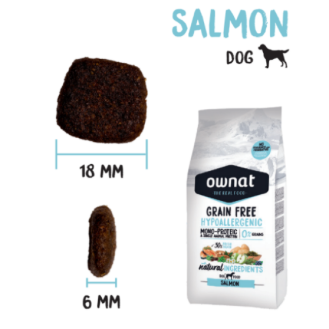 Croquettes hypoallergenic au saumon sans céréales Ownat pour chien adulte