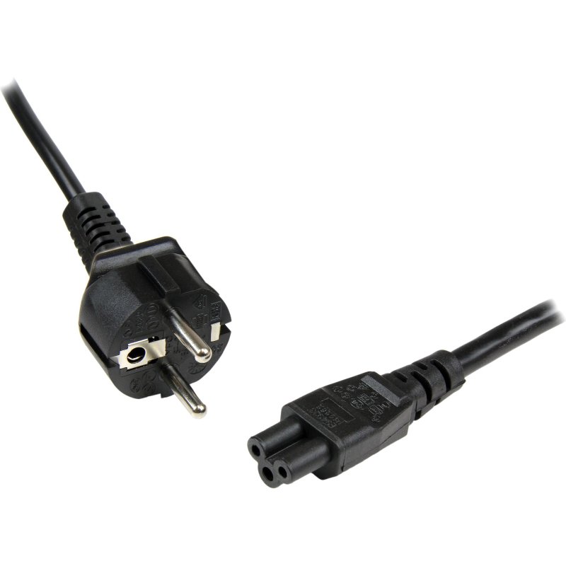 StarTech.com Cordon d'alimentation en trèfle Schuko CEE7 vers IEC 320 C5  (tripolaire) pour ordinateur portable - M/F - Noir