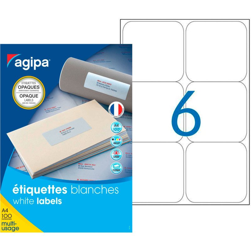 Etiquette opaque multi usage Agipa 100 feuilles
