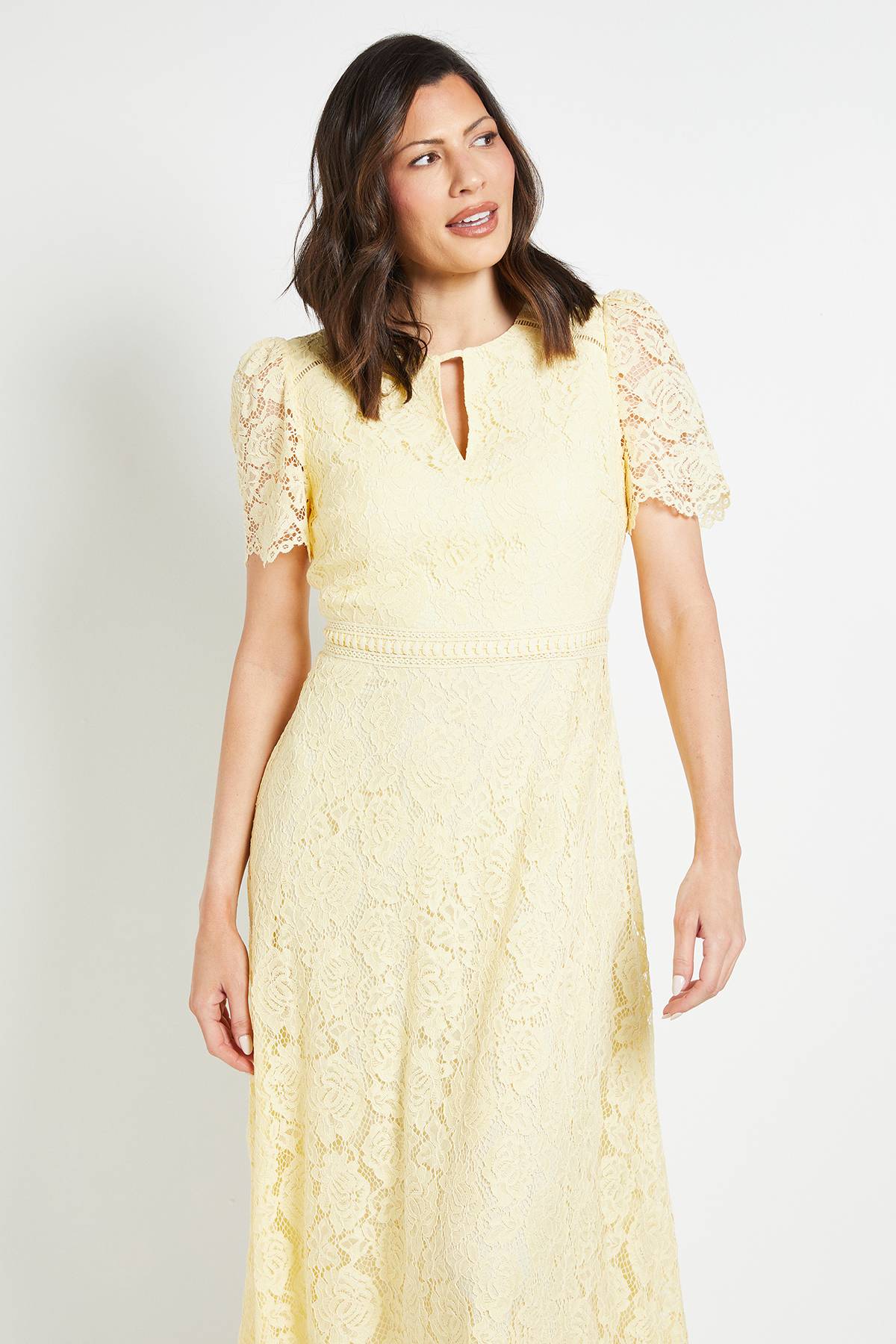 Wallis Robe Midi En Dentelle À Ourlet Mouchoir