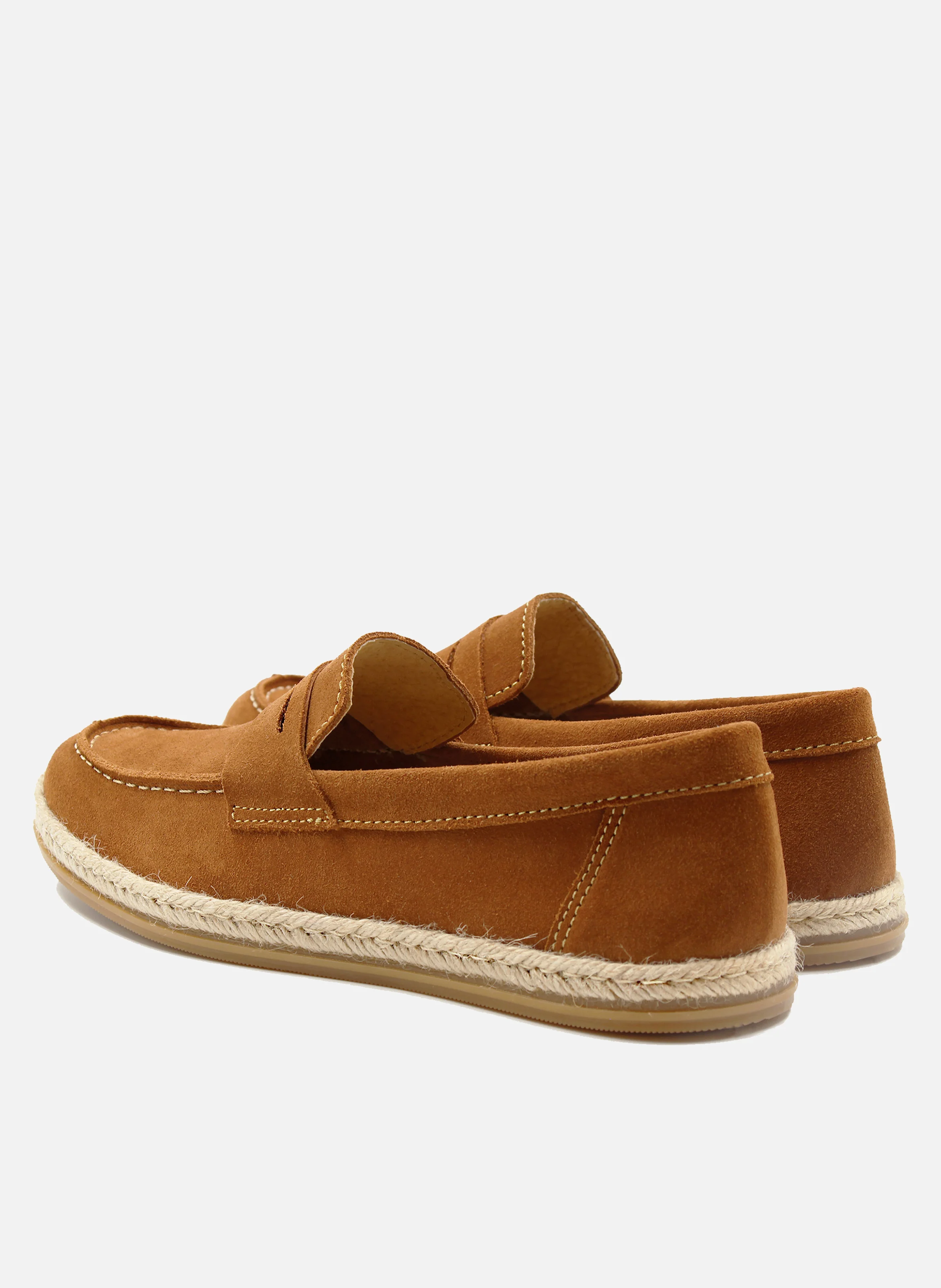 Mocassins espadrille cuir daim | Marron