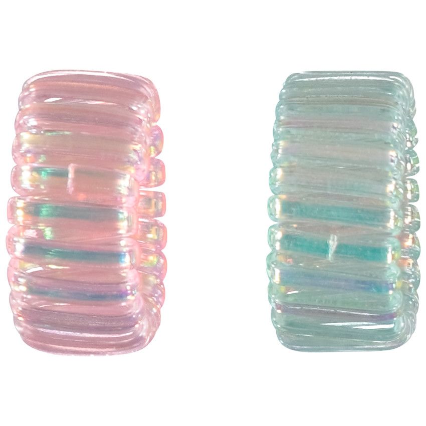 Lot de 2 élastiques épais en spirale pour fille - Rose