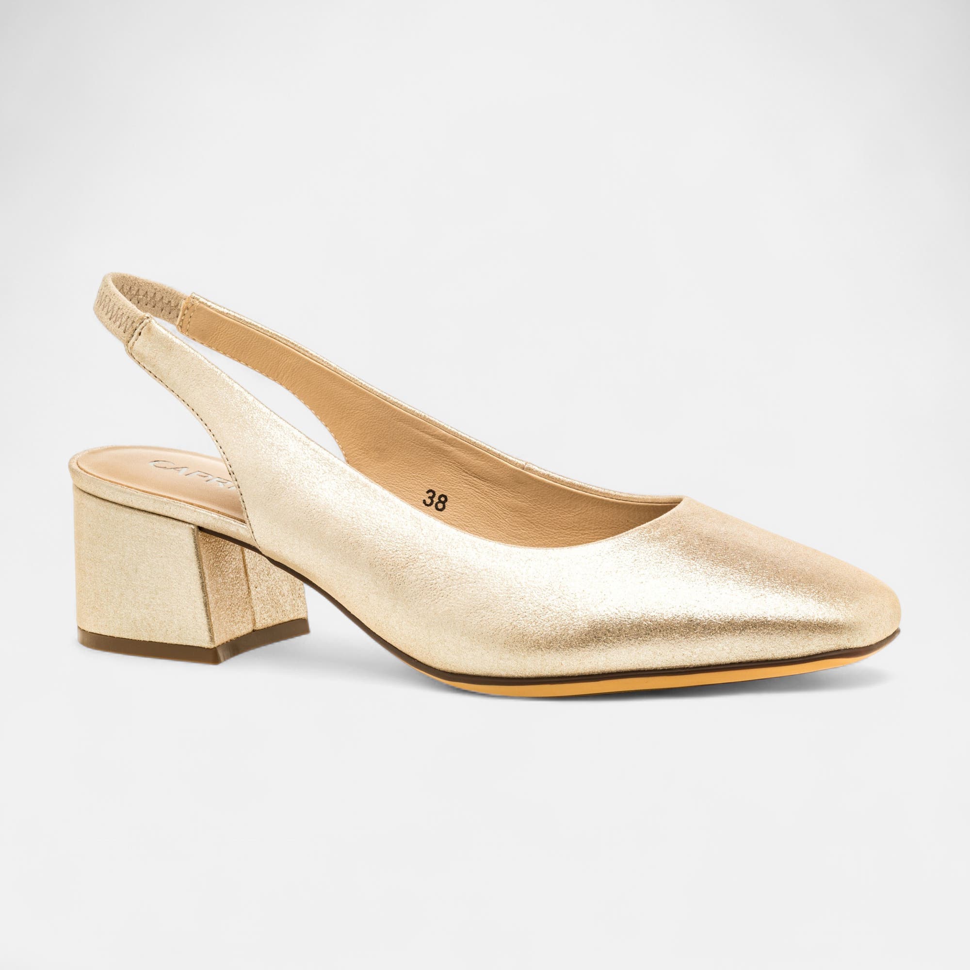 Escarpins avec bride arrière à talon Femme en cuir or