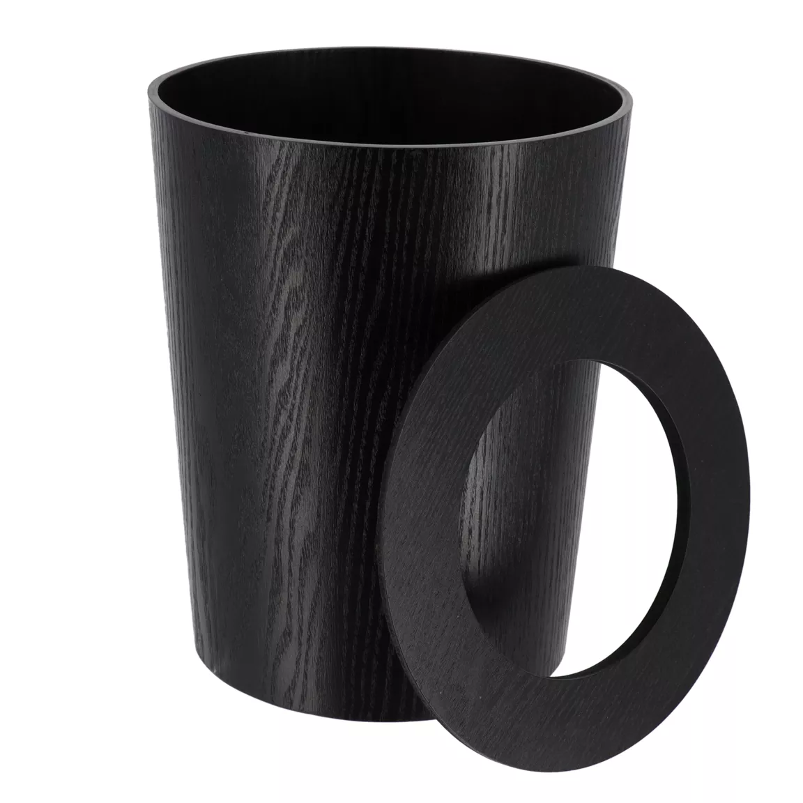 Poubelle salle de bain façon bois Scandi Noir