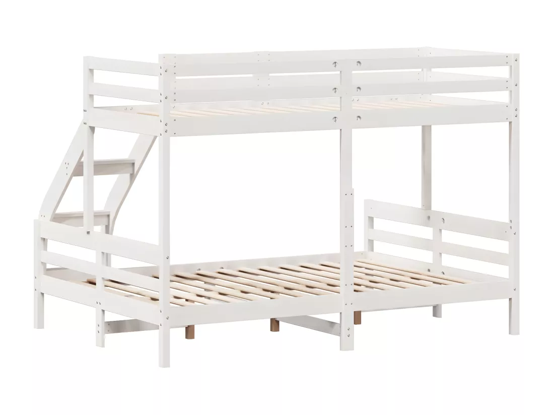 Lit superposé 90x200/140x200 cm blanc bois de pin massif