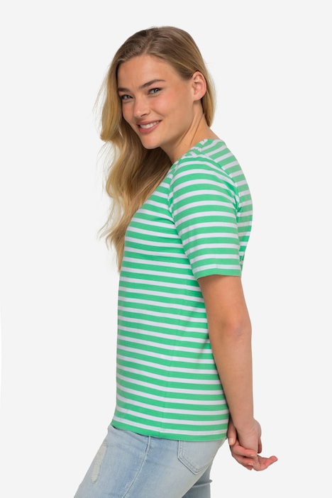 T-Shirt, Classic Fit, Streifen, Rundhals, Halbarm