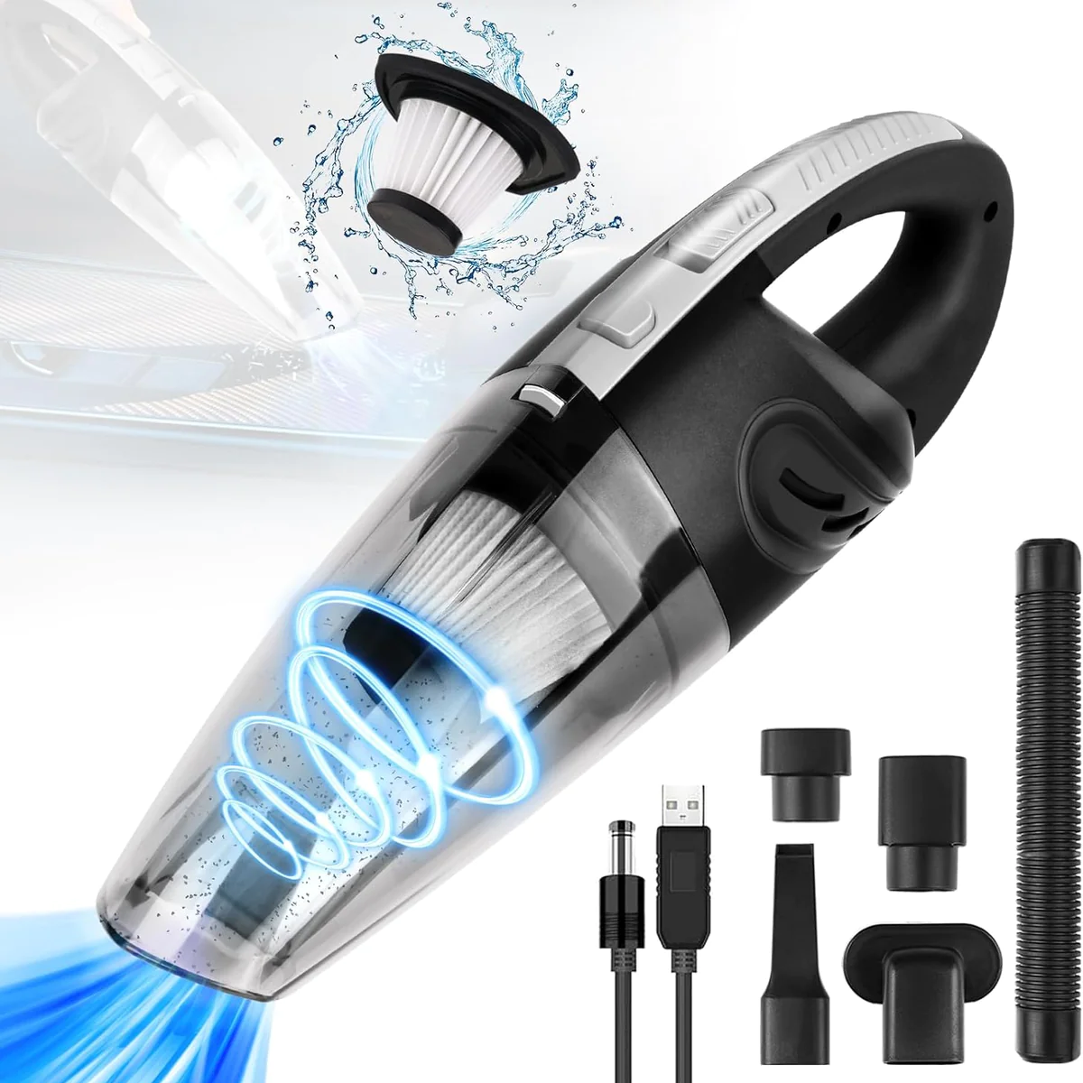 Aspirateur de table sans fil rechargeable 4500PA gris noir Vendos85