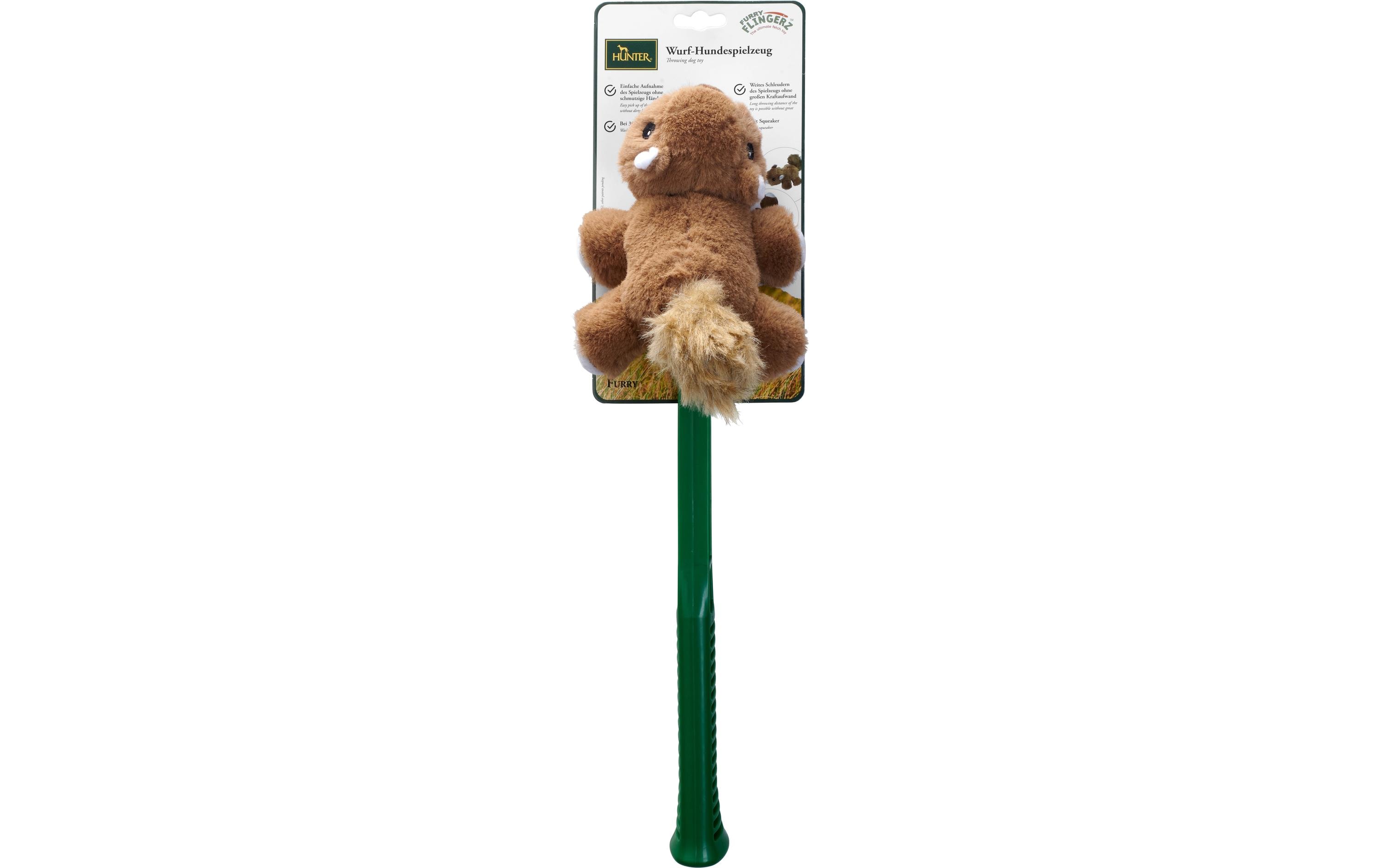 Hunde-Spielzeug Flingerz Furry Eichhörnchen, Braun/GrünWurf-Hundespielzeug