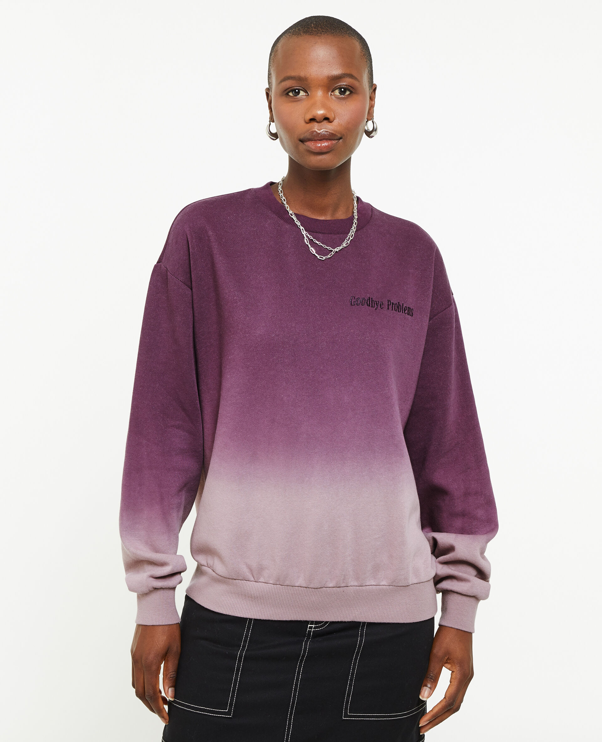 Sweat oversize dégradé et brodé - Violet