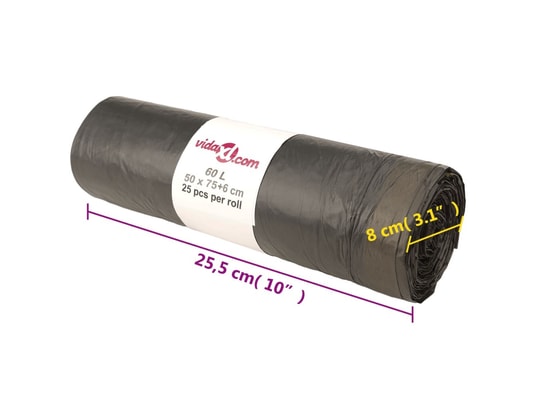 VIDAXL - Sacs poubelles avec cordons 250 pcs noir 60 l