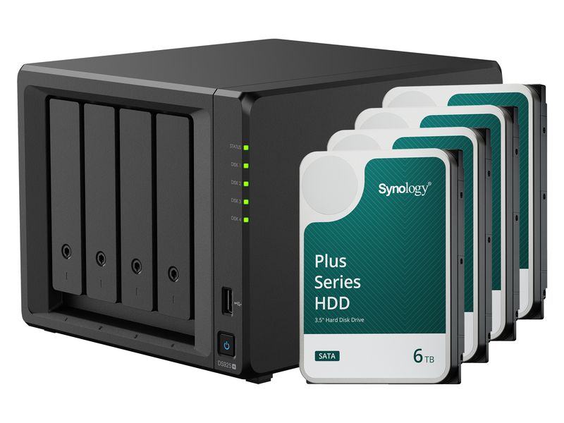 Synology NAS Diskstation DS925  4-bay Synology Plus HDD 24 Leistungsstarker NAS mit vier Einschüben