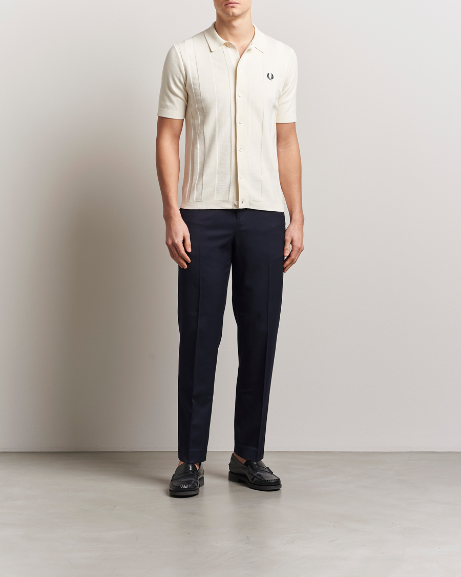 Fred Perry Knitted Short Sleeve Shirt Ecru