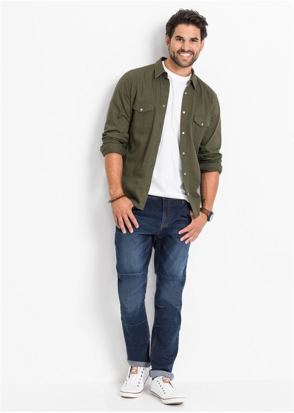 Jean extensible Regular Fit coupe confort pour le ventre, Tapered