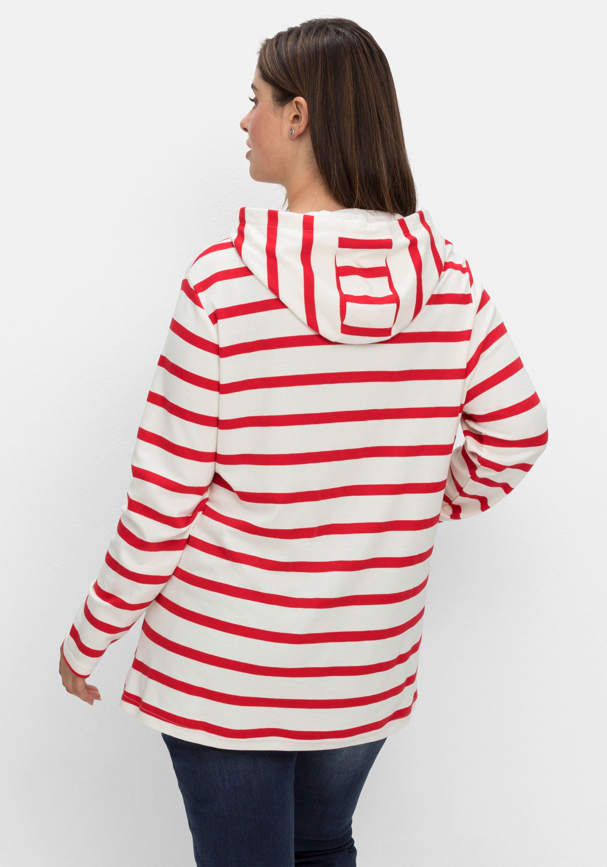 Gestreiftes Langarmshirt mit Kapuze