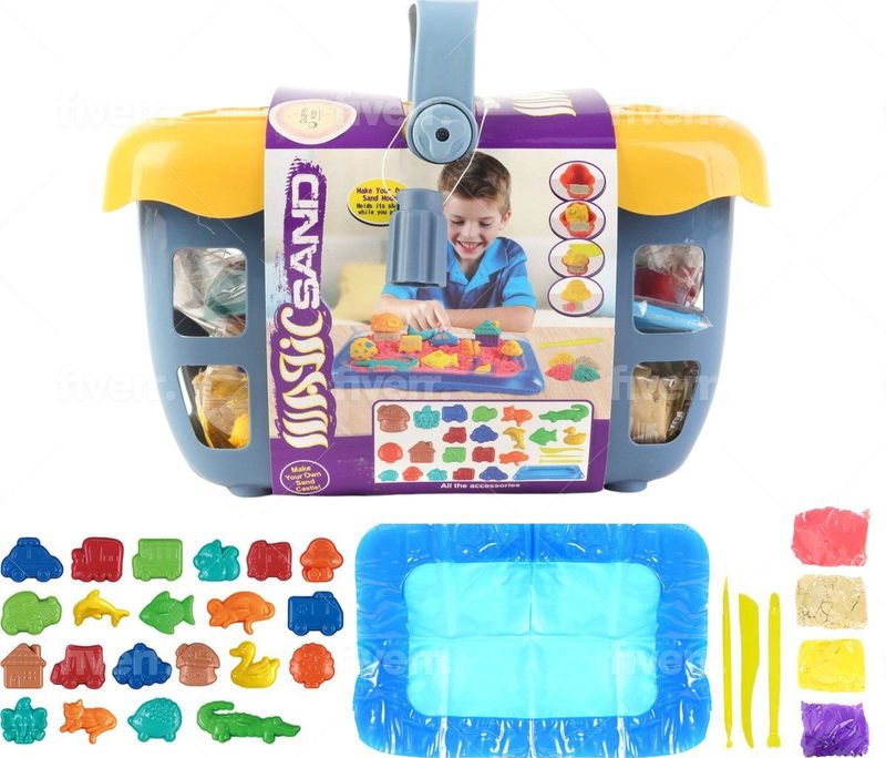 Duzhey Kids Starters Set - magisch zand - Super Sand - Complete Start Set - Beginners Set - Magnetisch Zand - Magnetic Sand - Speelzand - Speelzand Set - vormpjes - Cadeautip - voor binnen