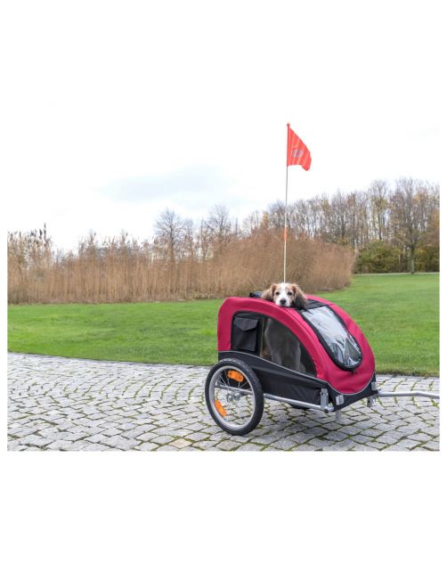Trixie Fietskar - Hondenfietskar - 63x68x75\/137 cm Zwart Rood Tot 22 Kg Medium