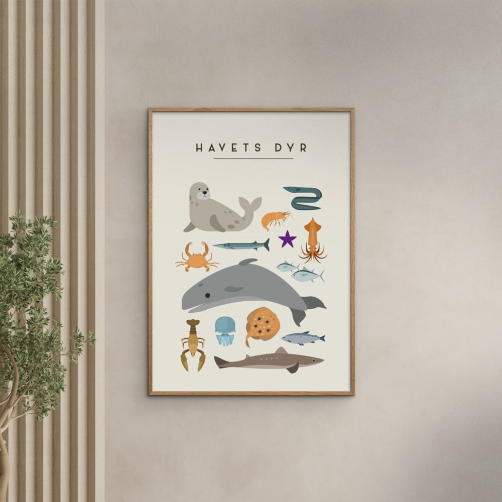 Køb Poster & Frame Citatplakat - Havets Dyr – Børneplakat