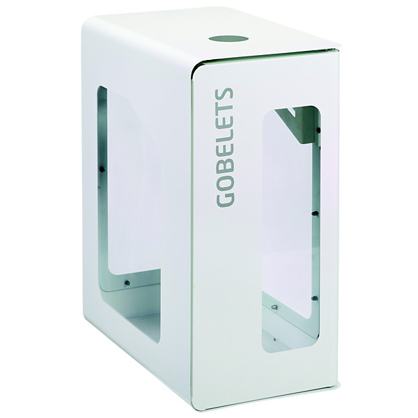 Borne de tri sélectif 90 L support-sac vigi sans serrure - cubatri - tri gobelets-blanc+blanc