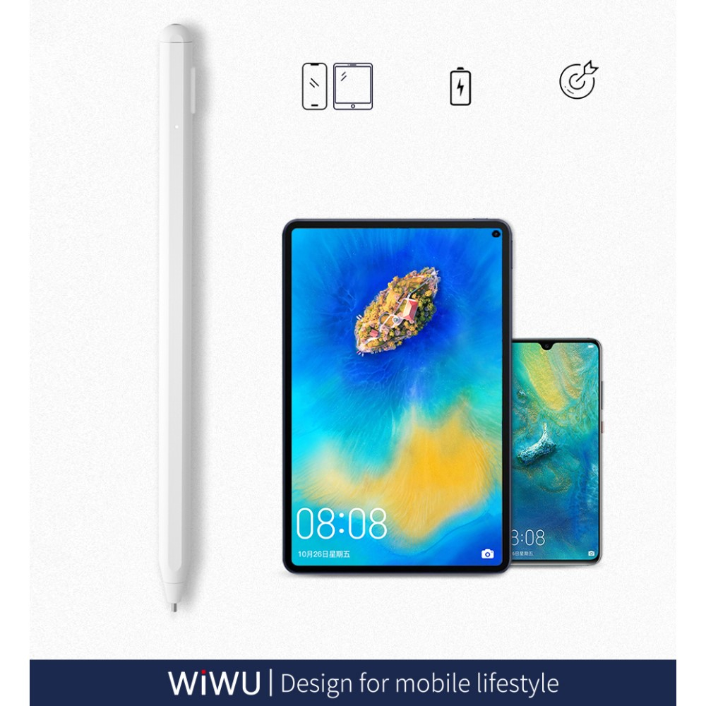 Magnetischer Touch Pen Stylus Pencil Universal (iOS / Android) - Weiss