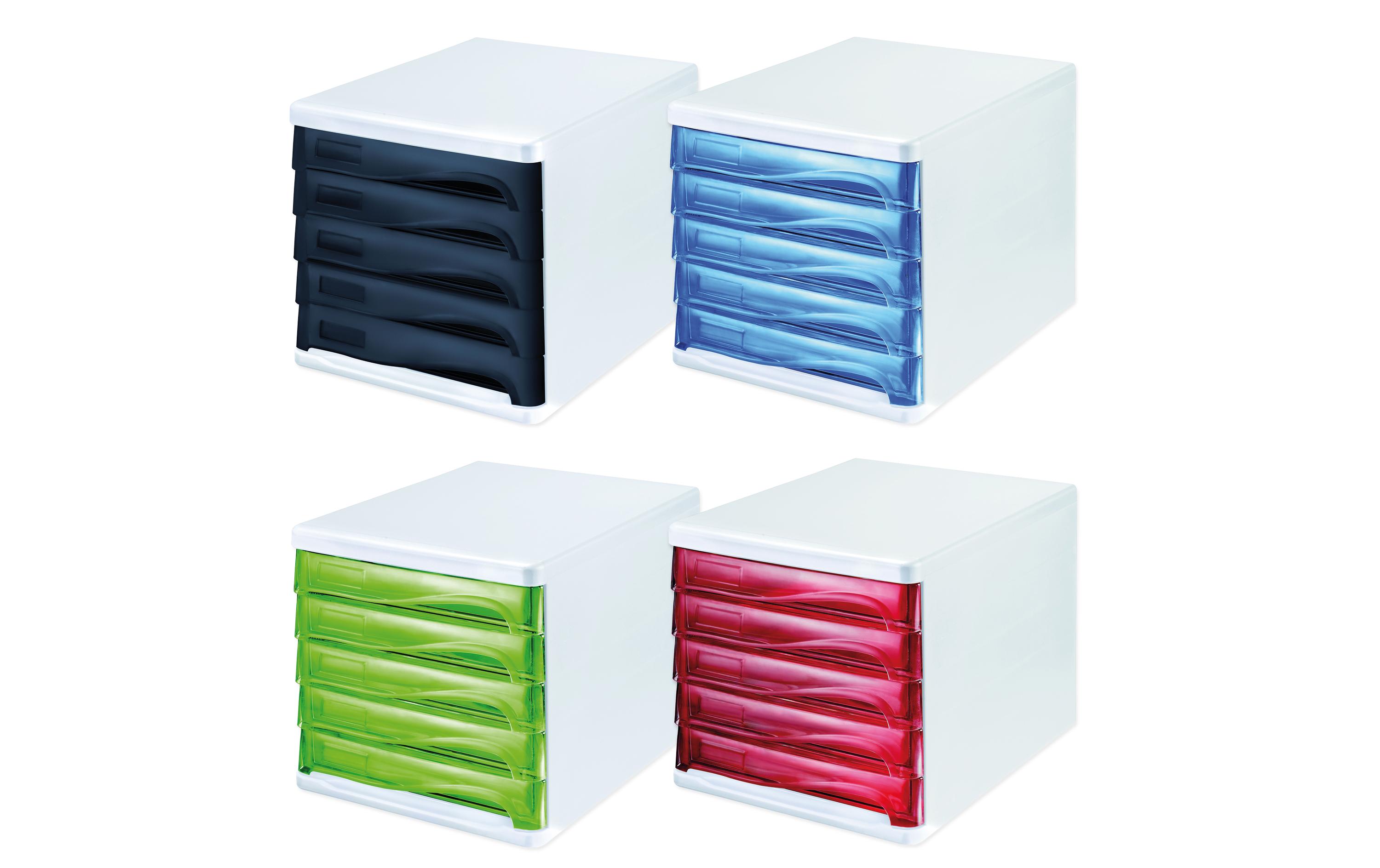 Schubladenbox Colours 5 Schubladen, Weiss/SchwarzSchubladen-Element aus PS