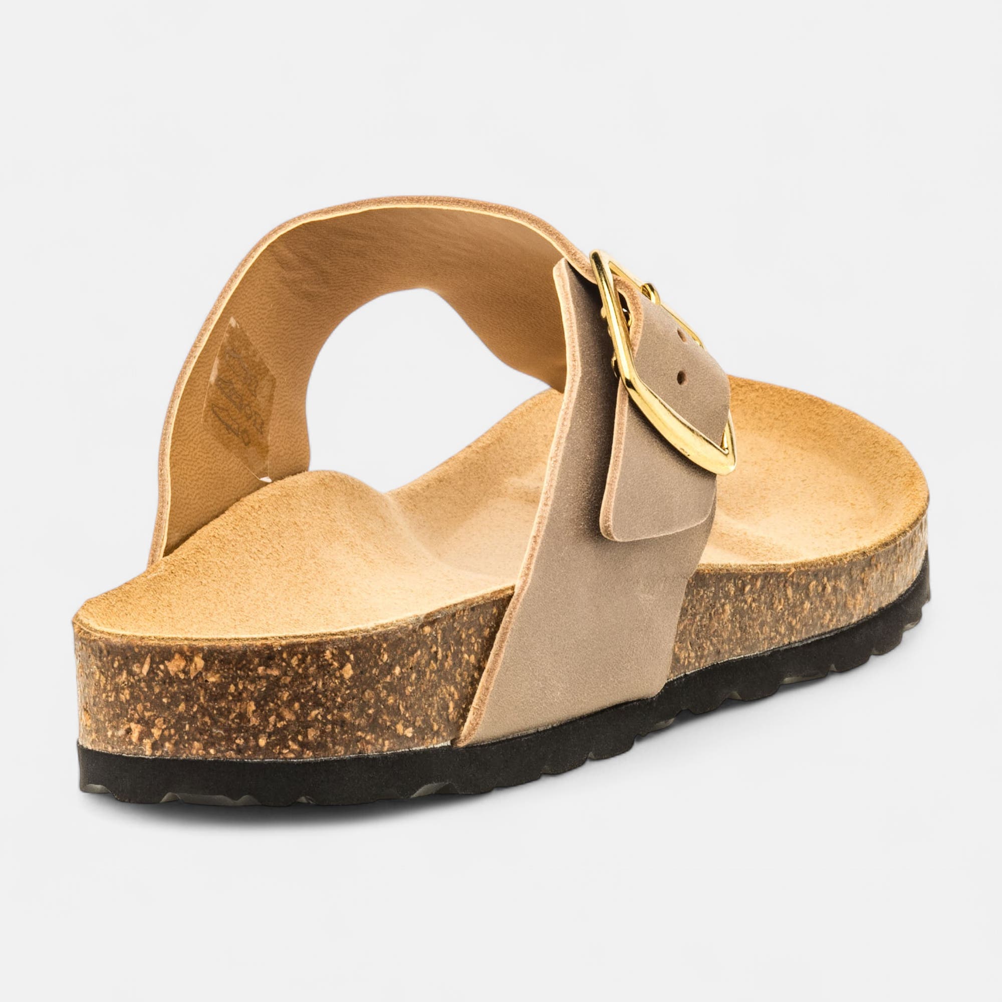 Mules semelle liège Femme en cuir taupe